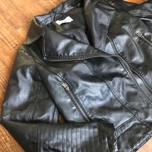 Faux Leather Moto Jacket Black Womens Full Zip 1X